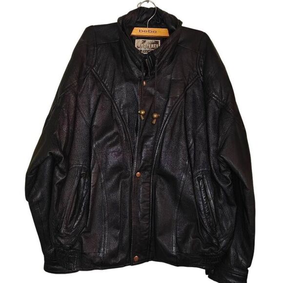 Property Vintage Leather Bomber Jacket Coat - Picture 2 of 13